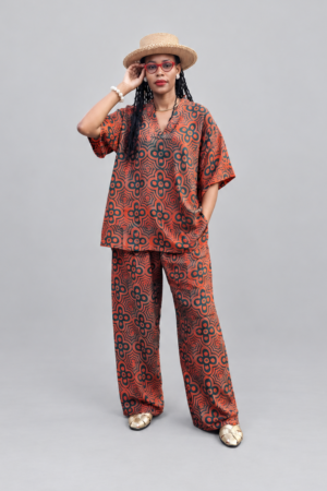 Rust Orange & Black Batik 2-Piece Set