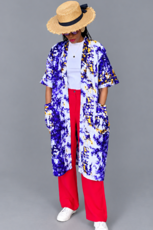 Purple Print Ankara Kimono